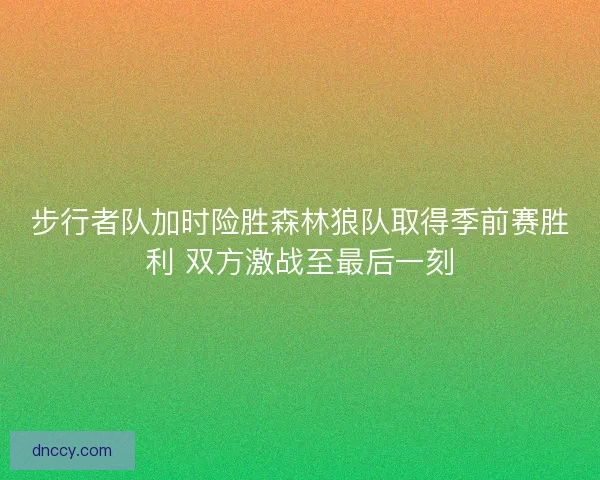 步行者队加时险胜森林狼队取得季前赛胜利 双方激战至最后一刻
